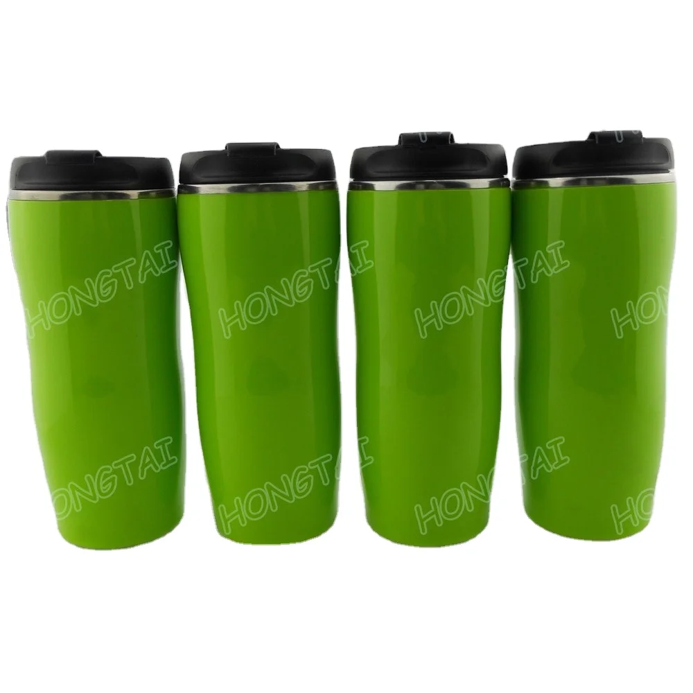 Bpa Free Double Wall Inside Stainless Steel Outside Plastic Coffee Mug with Insert Colorful Paper