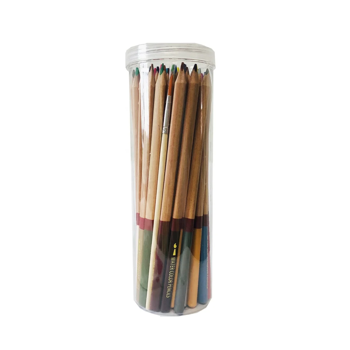 High Quality Plastic Tube Package 48pcs Triangle Shape Water Soluble Color Pencil Set Customized 48 Color Pencils