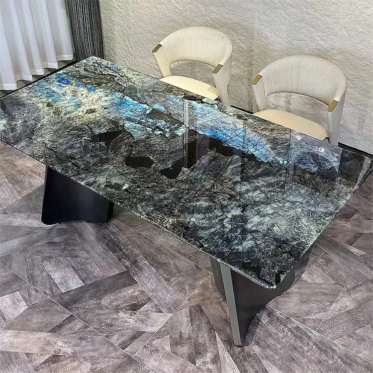 Blue Emerald Exotic Backlit Granite Madagascar Natural Stone Countertop Table Lemurian Labradorite Blue Granite Slab
