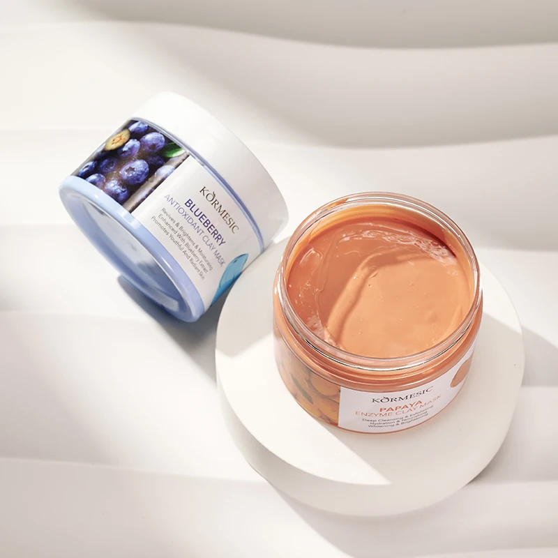KORMESIC OEM ODM Face Clay Mask Nourishing Papaya red pomegranate blueberry Bamboo Charcoal Mud moisturizing clean Mask