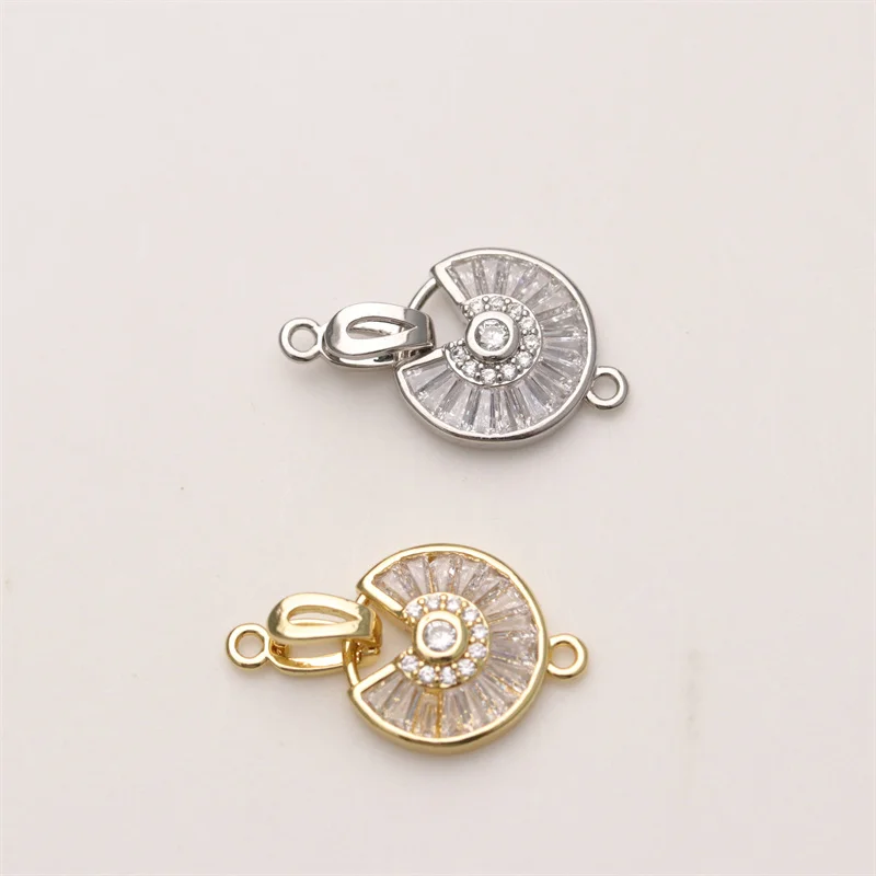 New Design Jewelry Accessories 18K Gold Silver Plated CZ Pave  Round Connectors Bracelet Clasps