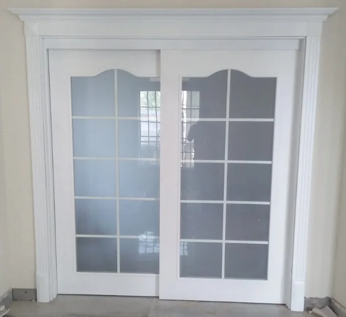 High Quality Modern Solidwood Partical board MDF Composite Interior Doors Sliding with Glass