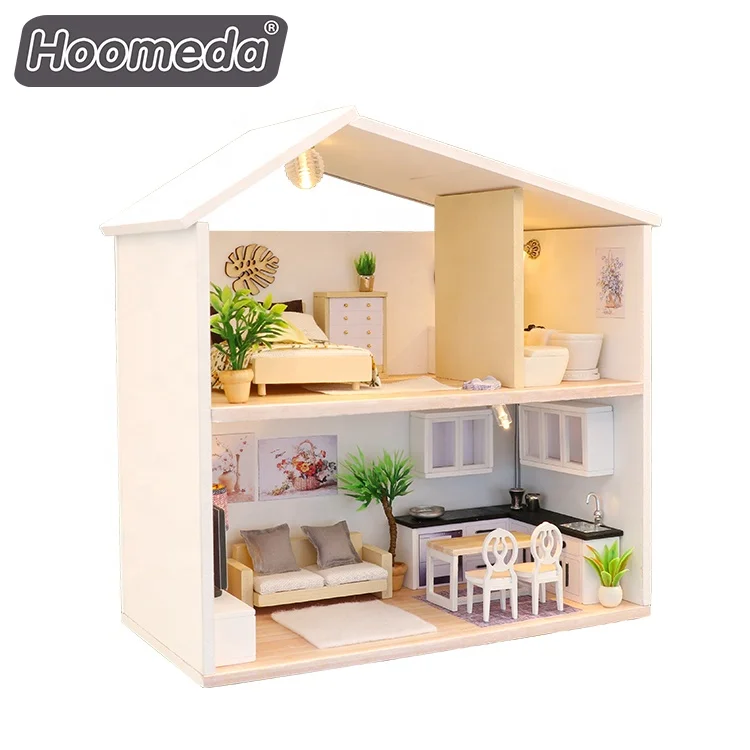 Handwork Handicrafts Diy Wooden Doll Room Miniature Dollhouse Kit With Dust Cover