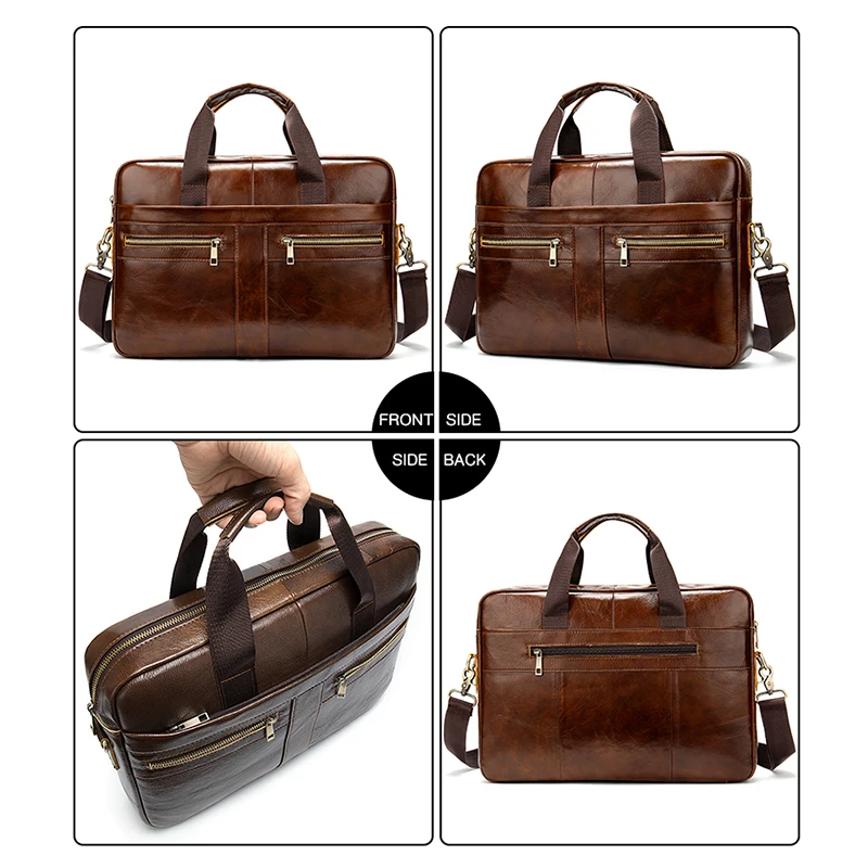 2021 Wholesale Genuine Leather Briefcase Fashionable Men Leather Business Laptop Bag