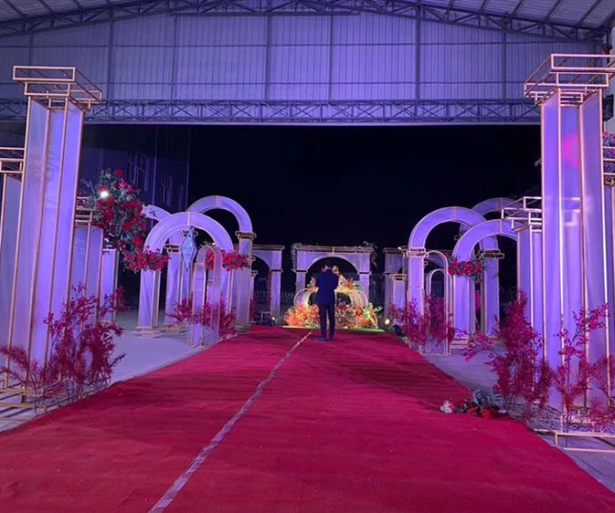 2022 new European style sunshine board golden arch square column wedding background props arch wedding