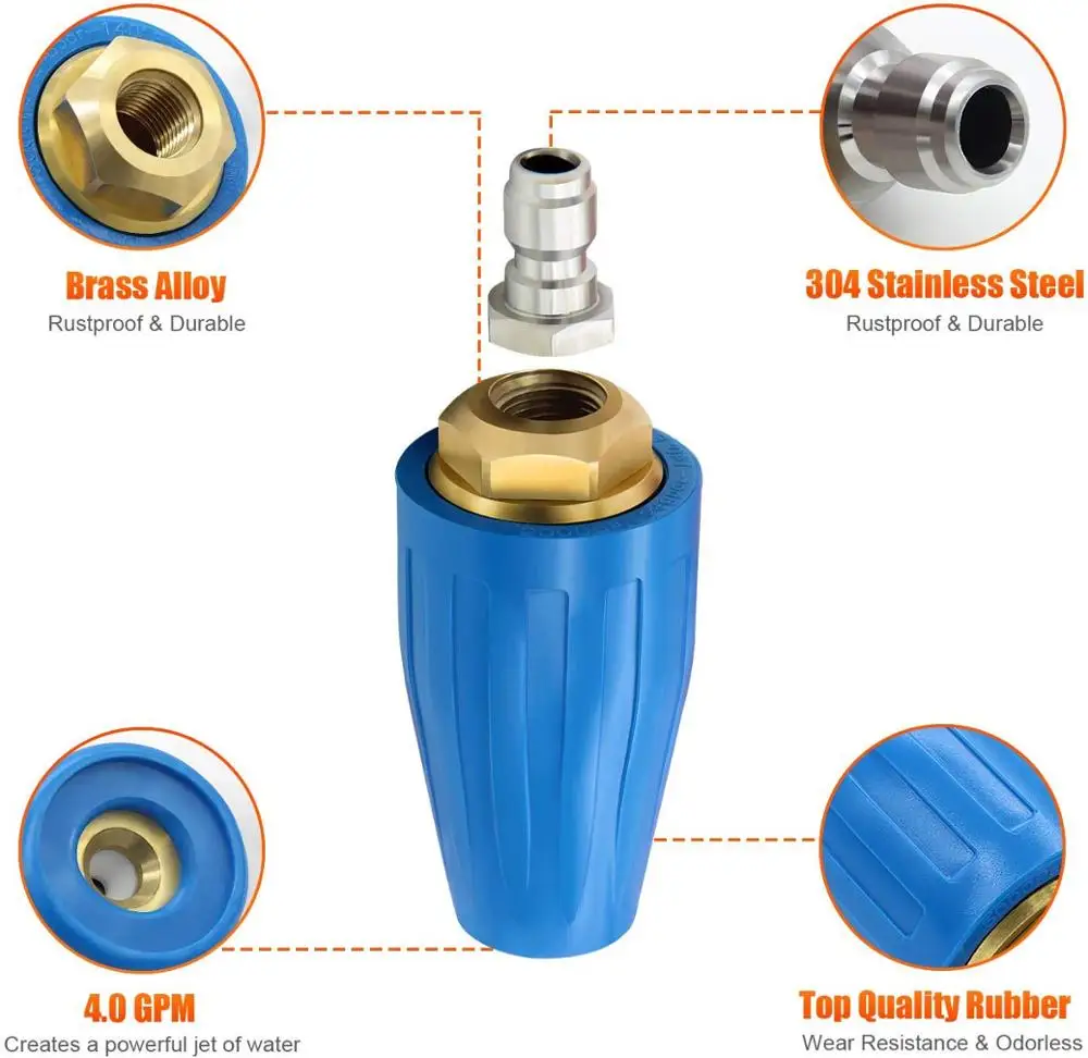 3000 PSI Pressure Washer Cleaner Water Spray Drain Turbo Nozzle Replacement Part
