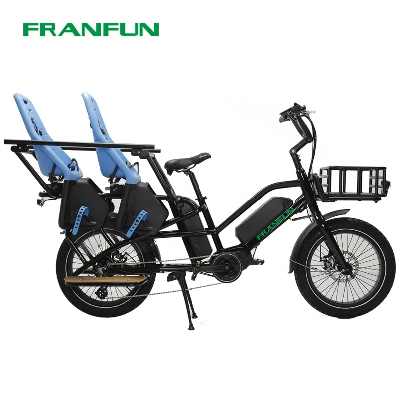 Luxury Mother-kids Fun Family Electric Bike Long Seat 140km Range Best Cargo Bicycle 2 Battery