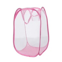 High capacity folding dirty clothes basket mesh laundry wash bag