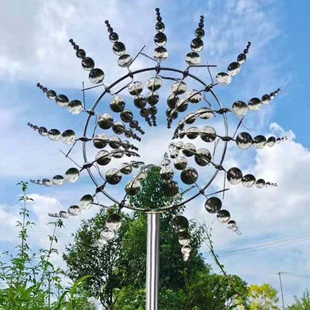 originality iron art gold and silver rotate sunflower windmill for meadow garden edging decoration outdoor