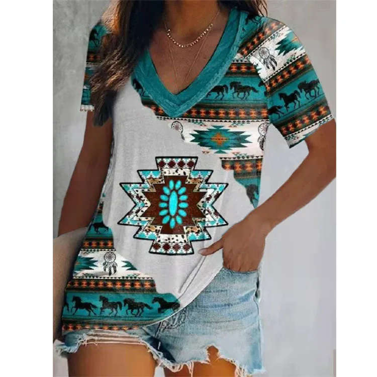 2022 New Summer Bohemian Cute Cowgirl Rodeo Country Western Shirt