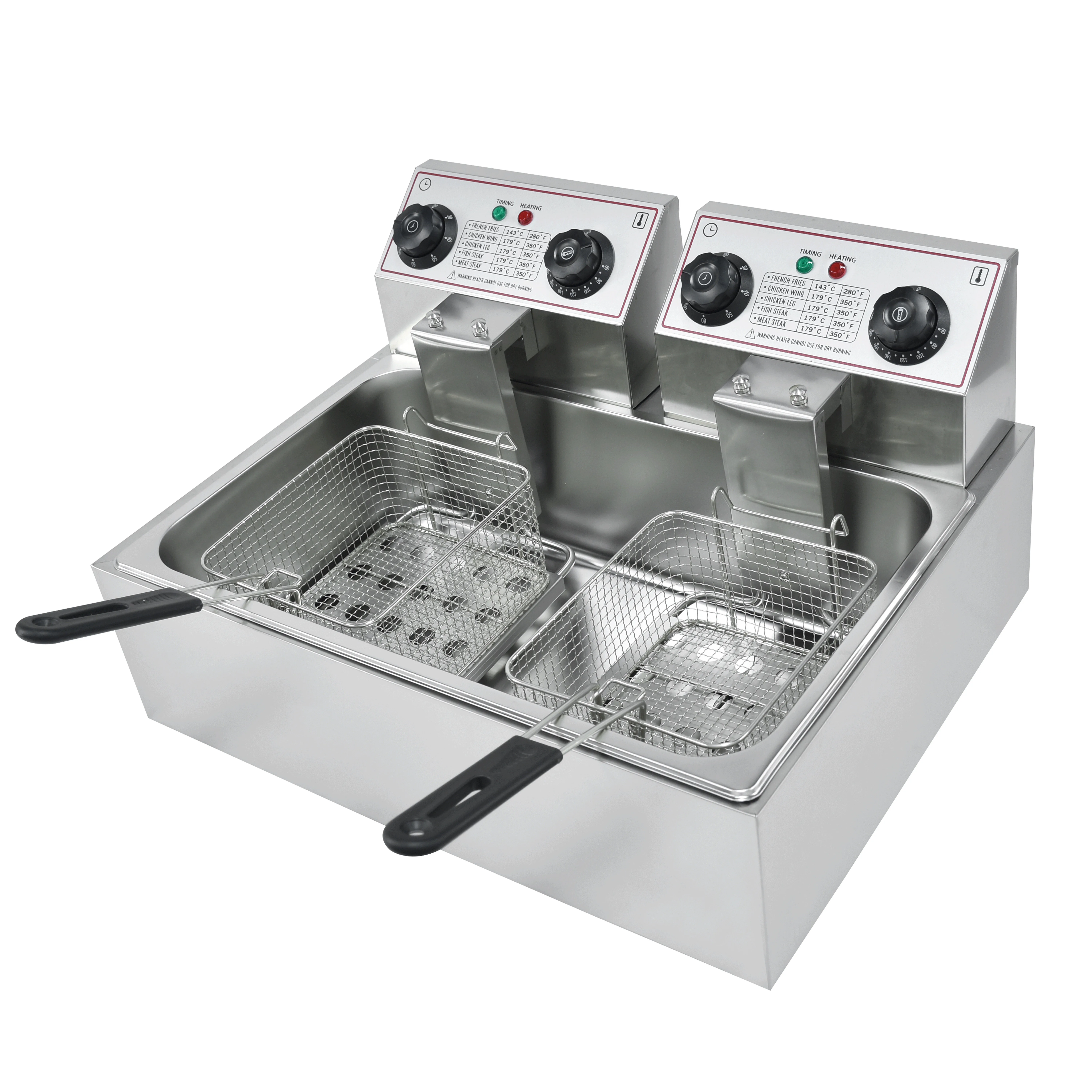 High Quality 2 Basket Electric Fryer 12L Industrial Stainless Steel Potato Chips Chicken Frying Machine  Commercial Deep Fryer