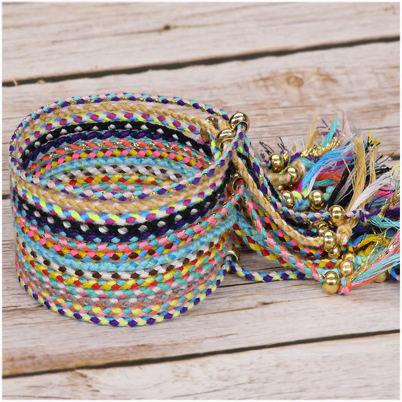 Bracelet Weaving Men And Women Literature Play Accessories Tibetan Cotton Rope Copper Beads Tassels Adjustable Woven Bracelet