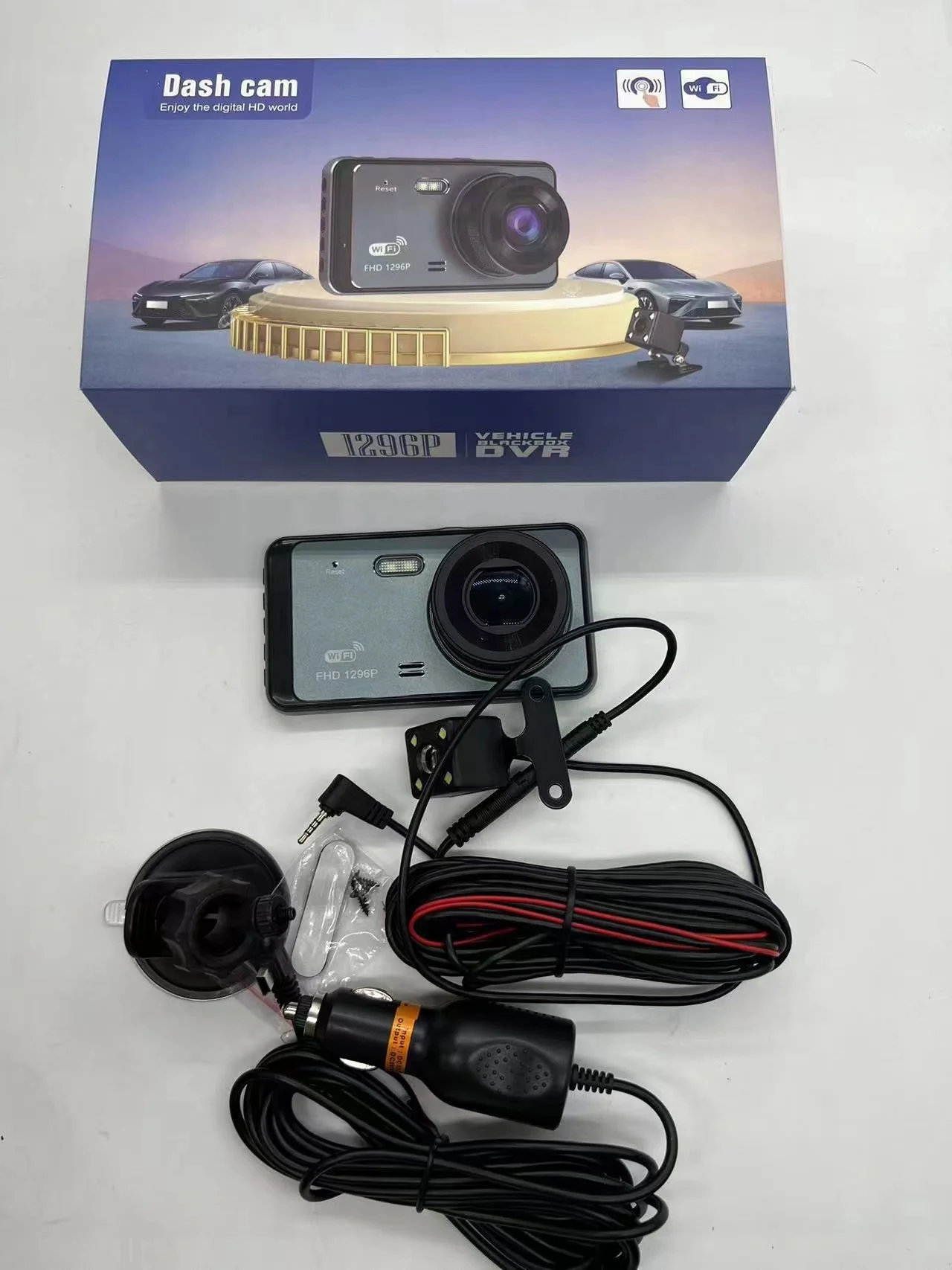 New 1296p Wide Angle  4-inch touch screen WiFi IPS screen 1296P 170 Degree Wide Angle dual lens dashcam