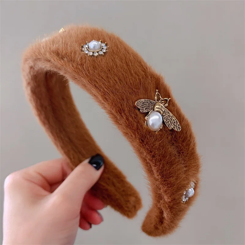 Designer Headband Fur Bee Headbands Women Hair Accessories Knot Headband Hair Accessories Pearls Hair Bands For Women
