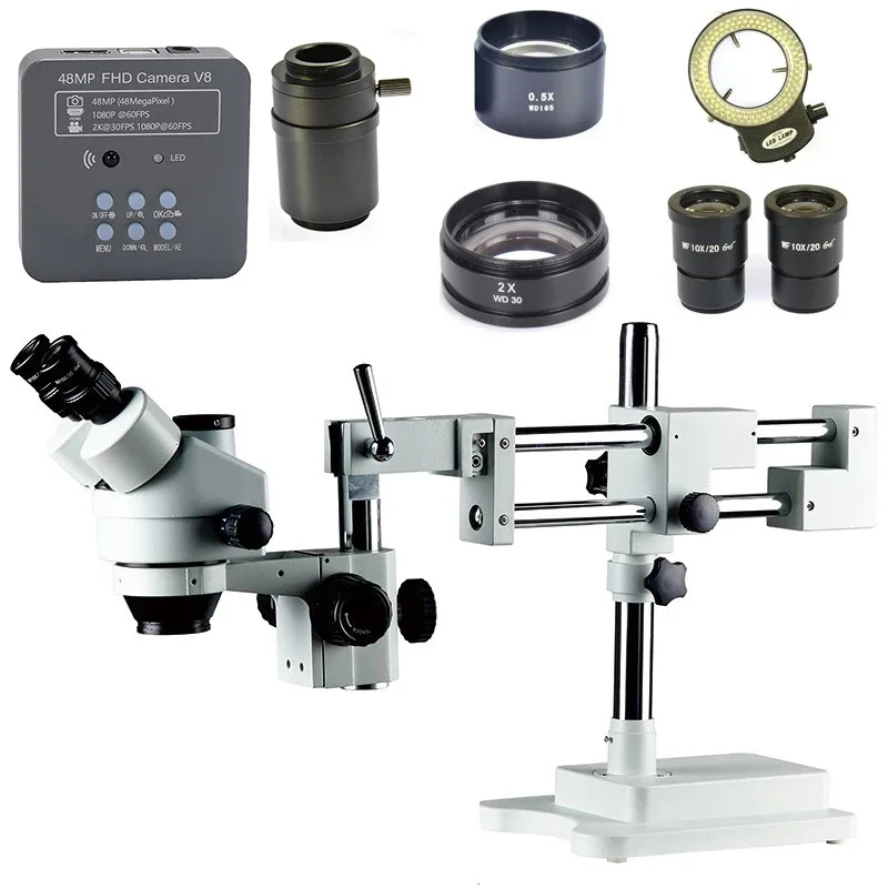 3.5x-180x 48MP Metal Platform Base Trinocular Microscope With Camera For Mobile Board Repair