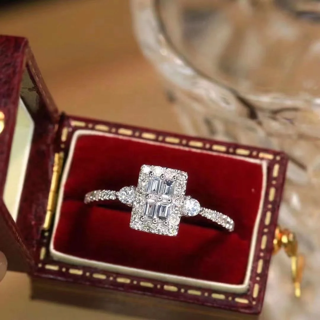 Xinfly hypoallergenic 18K Gold Square Delicate Design Shining Baguette 0.50CT Diamonds wedding affirm Ring