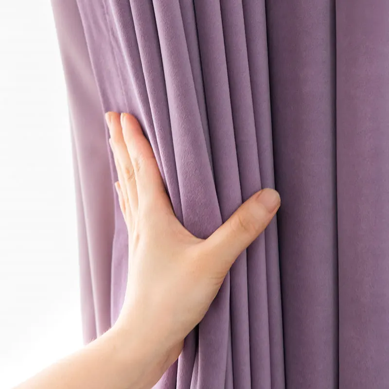 Fashion Modern American Style Stock Already Made Blackout Fabric Cardamom Purple Crushed Velvet Window Curtains For Living Room