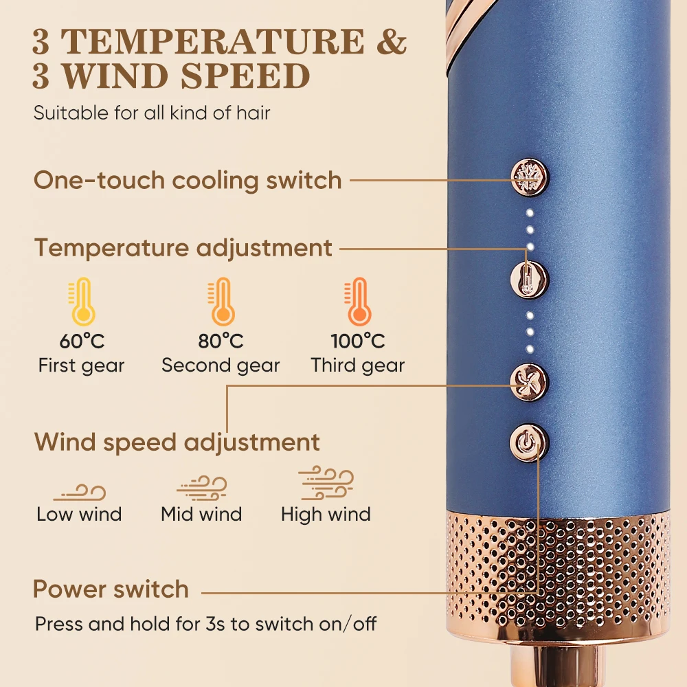 5 in 1 Professional Salon Hair Styler 110000RPM BLDC Brushless Motor High Speed Hair Dryer 7in 1 Multi Styler Set