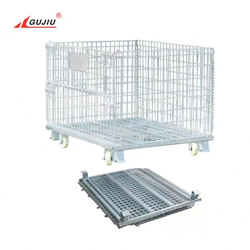 Storage Metal Folding Cargo Pallet Transport Roller Wire Multi-Function Folding Industrial Transport Trolley