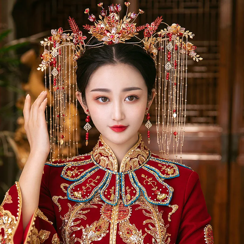 2021 New Arrivals Hot Sales Ladies Wedding Headdress Fringed Flower Chinese Beautiful Bridal Headdress