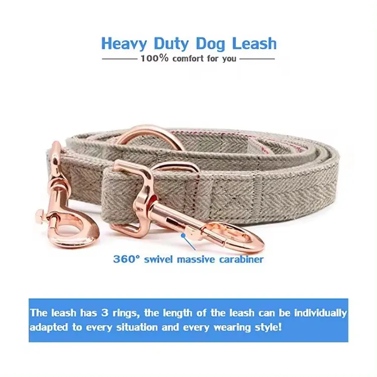 High quality and best-selling gray soft dog collar and rose gold buckle dog neck collar