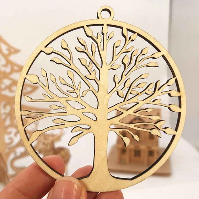 Custom Factory Laser Cut Wooden Ornaments Wood Crafts Christmas Decoration for Gifts