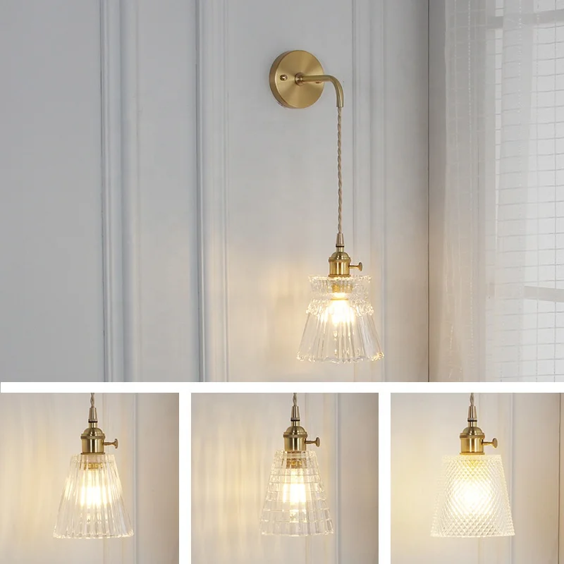 Vintage Wall Lighting Luminaire Nordic Glass Wall Lamp Mirror Light American Japan E27 LED Wall Sconces for Bedroom Bathroom