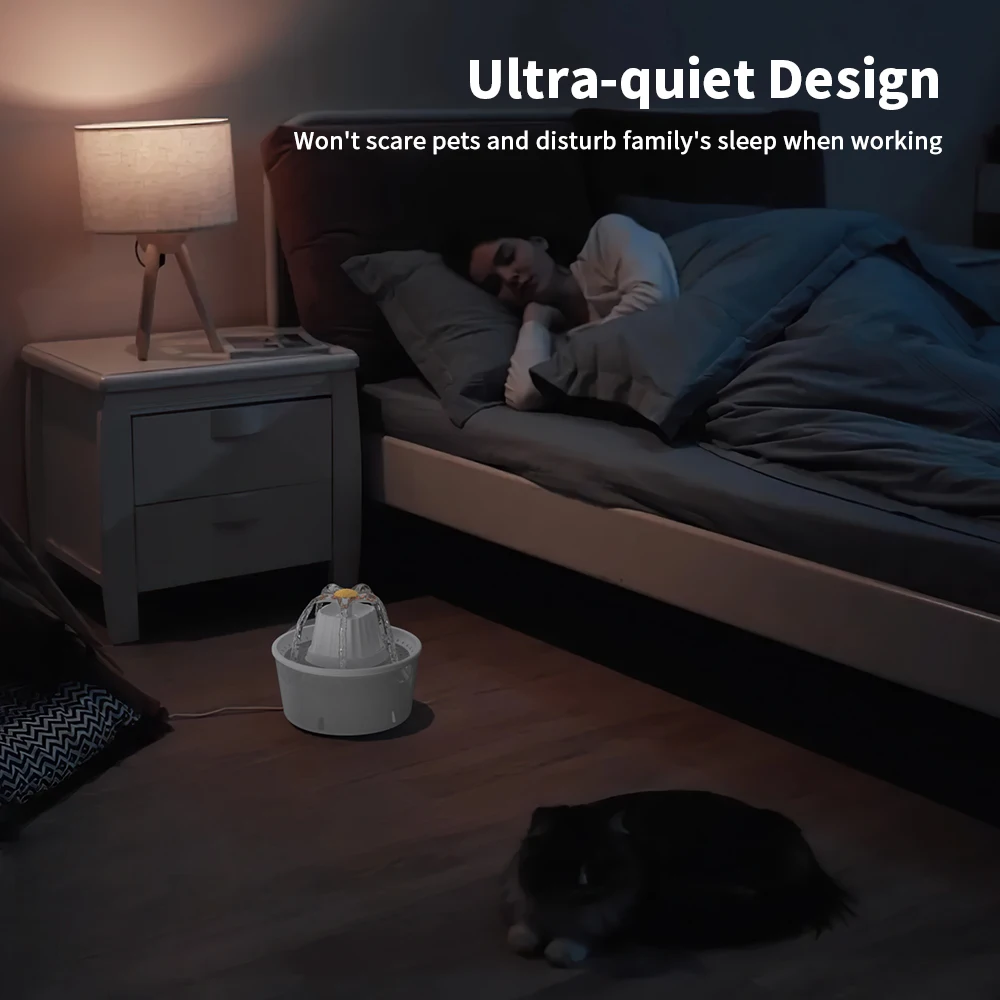 Adjustable Water Flow Wireless Pet Fountain Automatic Cat Water Fountain Dog Water Dispenser with Infrared Motion Sensor