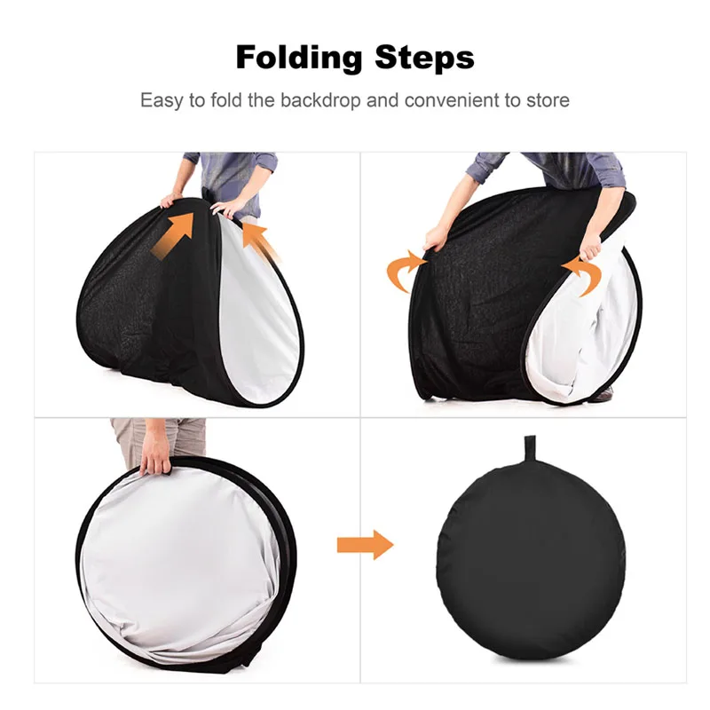 Pop Up Black White Reversible Collapsible Double Sided Wedding Video Background Photography Backdrop For Photo Studio Set