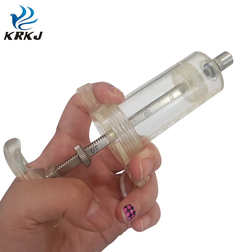 KD304 veterinary medical plastic steel tpx vaccinator syringe 20ml with graduation