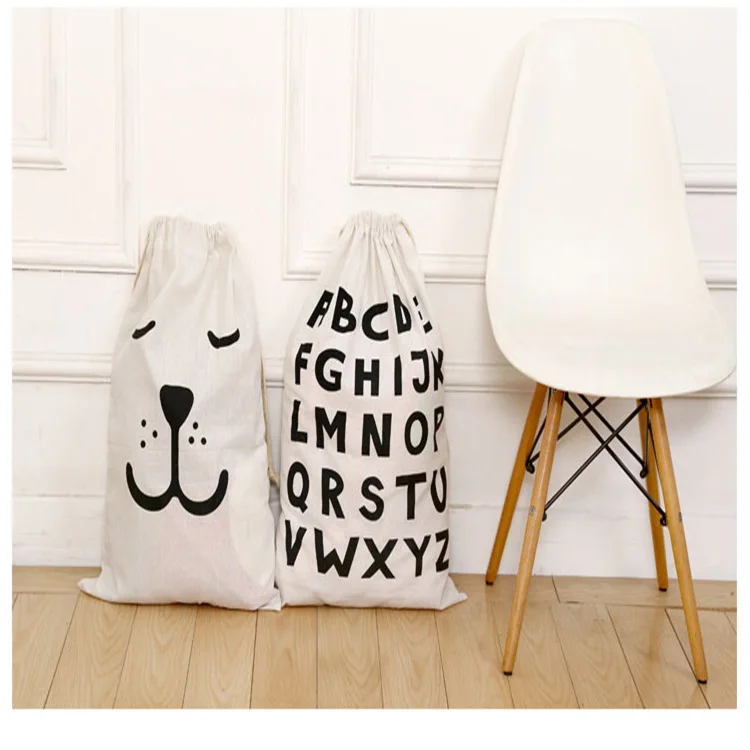 Durable Breathable Cotton Drawstring Bags Home Storage Space Saving Drawstring Bags