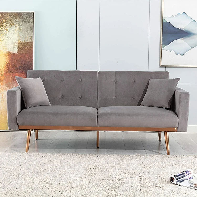 Velvet Sectional Blue Fabric Living Room Sectional Sleeper 3 Seater Soft Living Room Sofa Modern Set Wood Leg Home Furniture