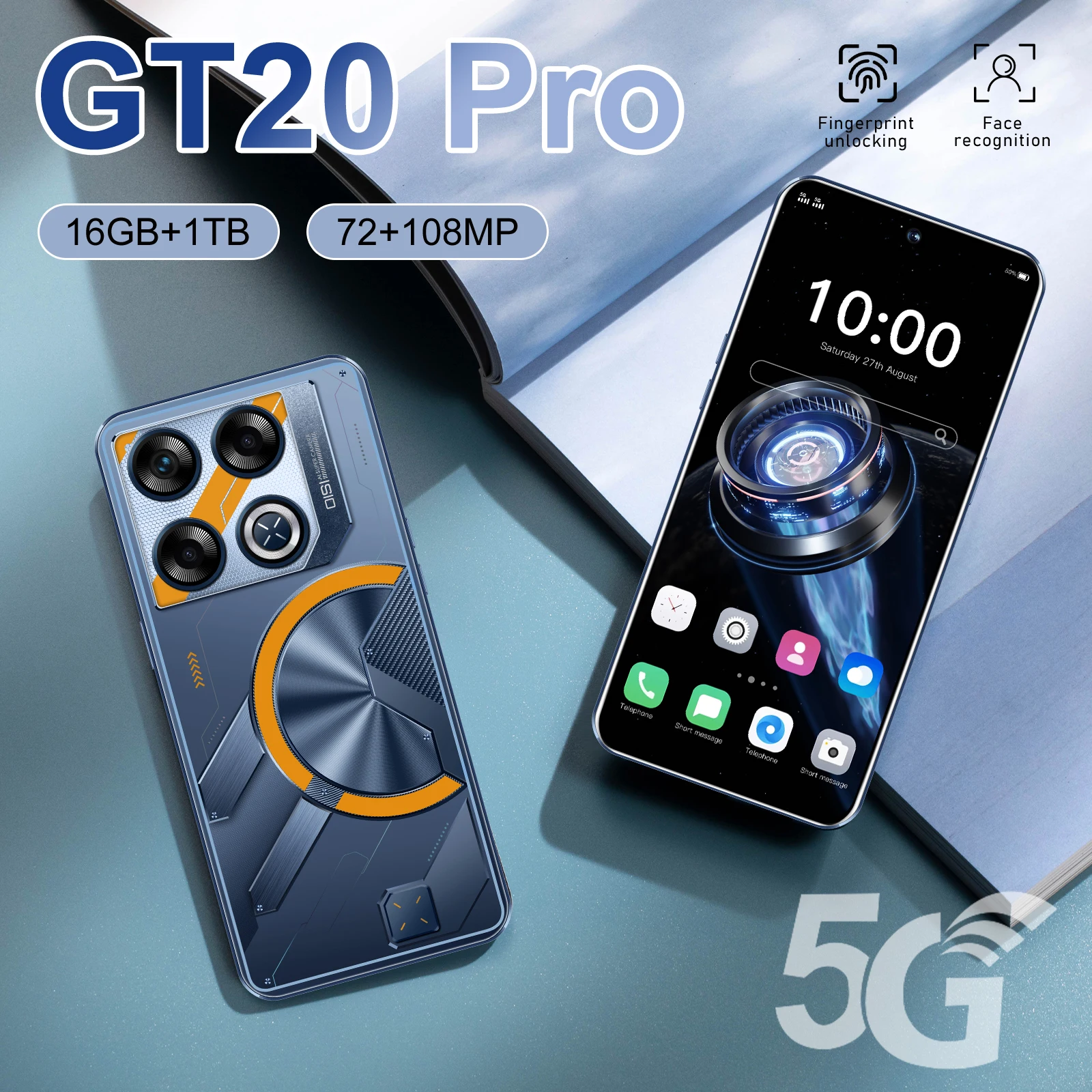 2025 Hot Selling Unlocked GT20 Pro Smartphone 16GB Memory Android 14 Mobile Phone 144hz Refresh Rate 108mp Rear Deca Core Gaming