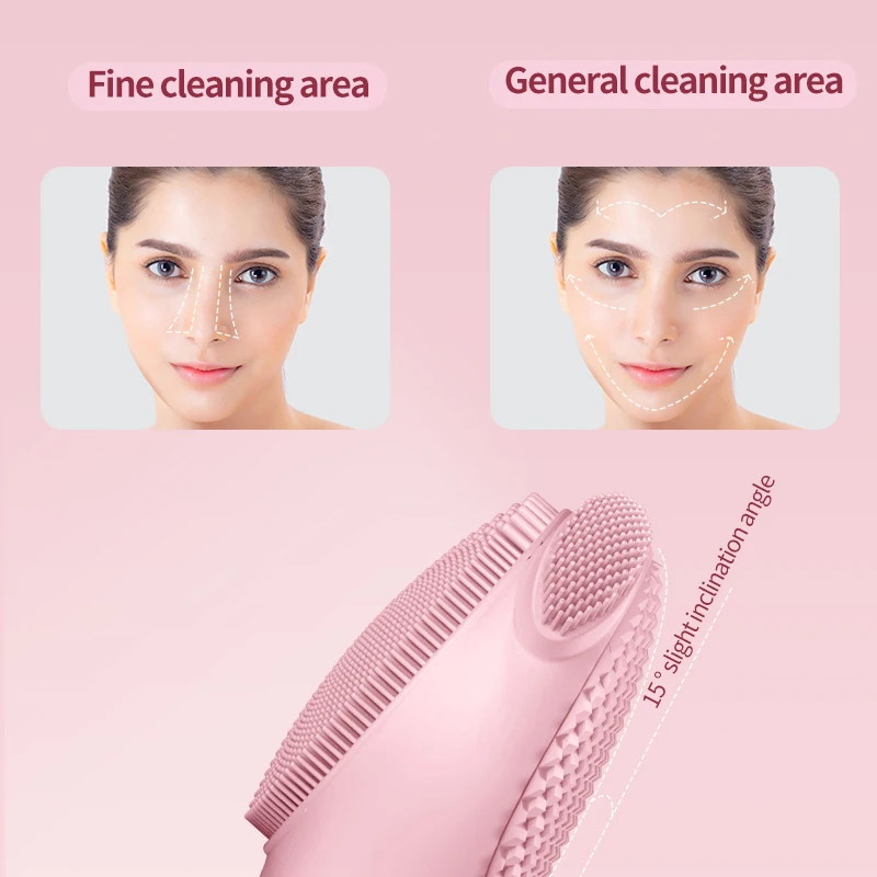 Newest Electric Facial Cleansing Brush Silicone Facial Cleaning Brush for Pore Cleaner Heating Ipx 7 Waterproof