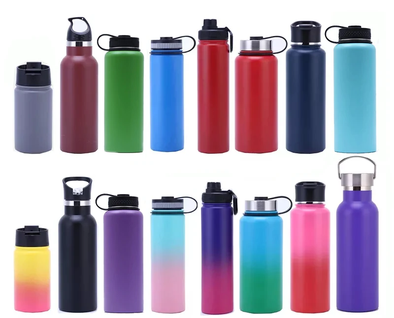 Wide Mouth Double Wall Sweat Proof 18oz 32oz 48oz 64oz Popular Stainless Steel Water Bottle With Custom Log