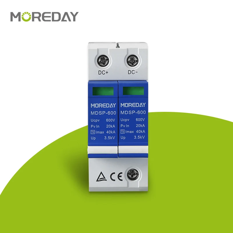 MOREDAY Spd for Solar Photovoltaic Surge Arrester Protection Brand Factory 40ka Dc Pv Power 2p 800v 1000v 40 20 3P 600V MDSP-600