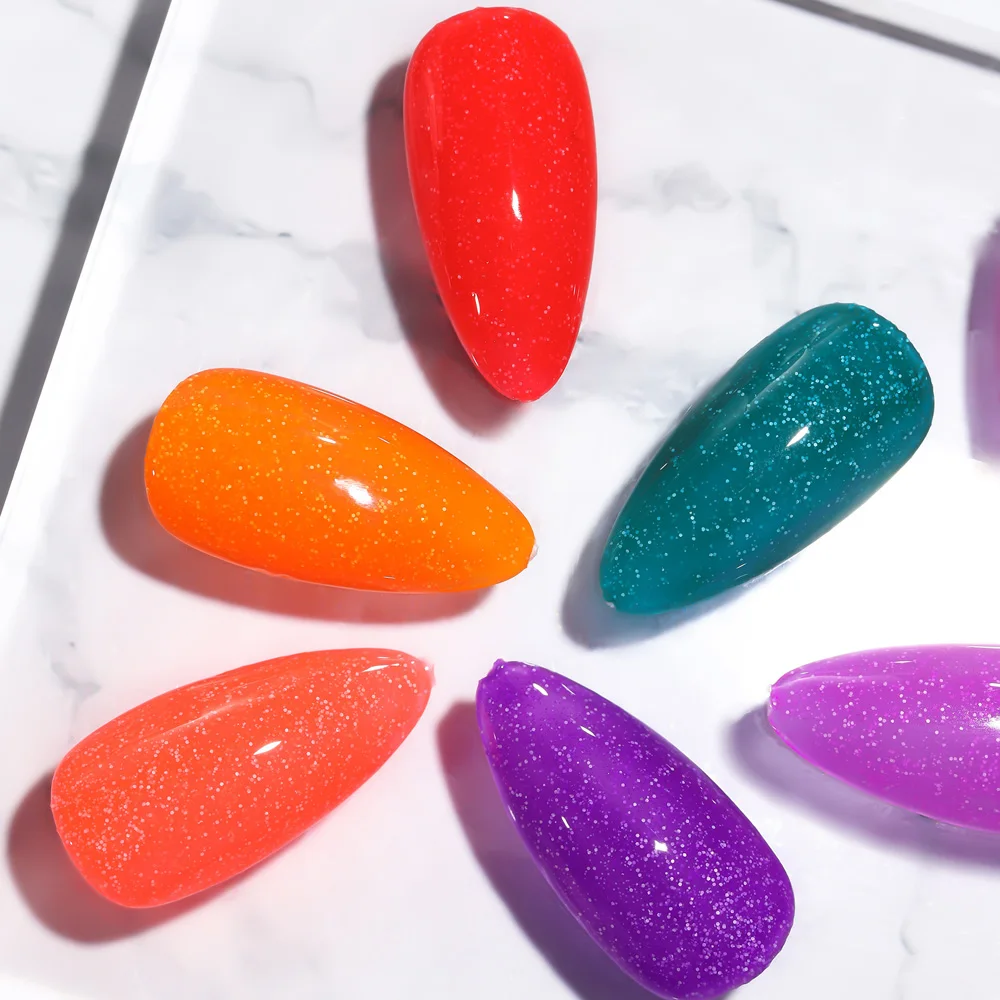 Hema Free 15ml 18 Colors Semi Permanent Glitter Soak Off UV Nail Varnish Neon Gel Polish
