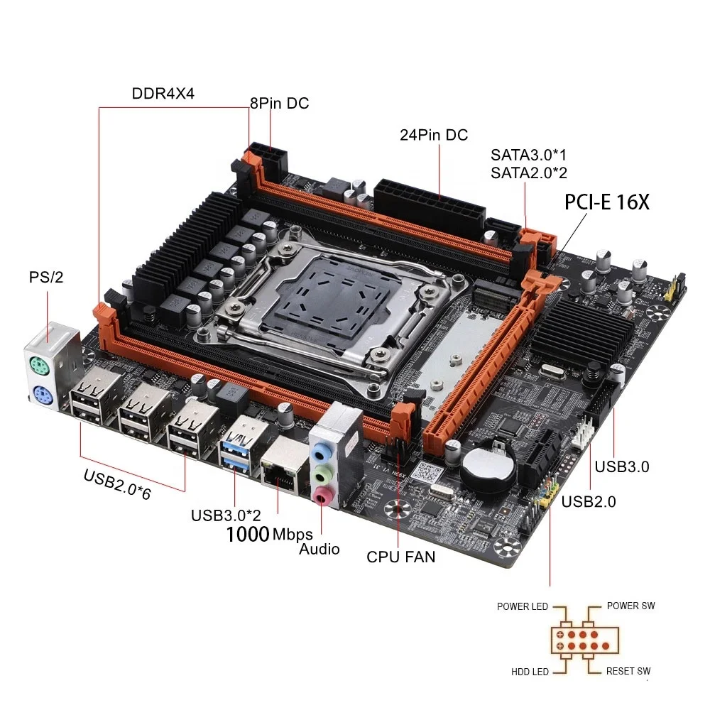 X99 LGA 2011-3 motherboard kit xeon x99 E5 2680 V4 CPU Processor 2.40GHz 14-Core 35M And DDR4 64G Memory
