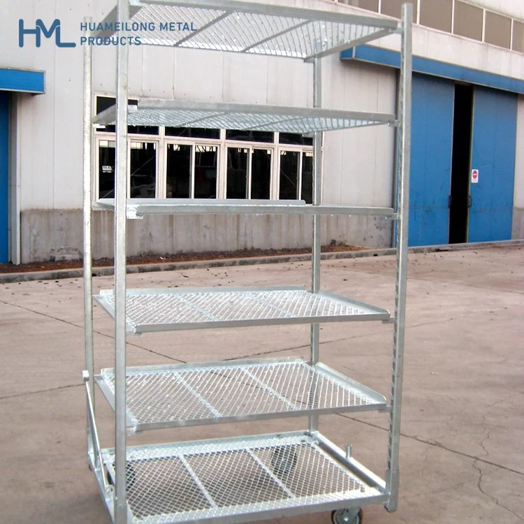 Outdoor garden center logistics transport pot display danish flower plant nursery rack trolley