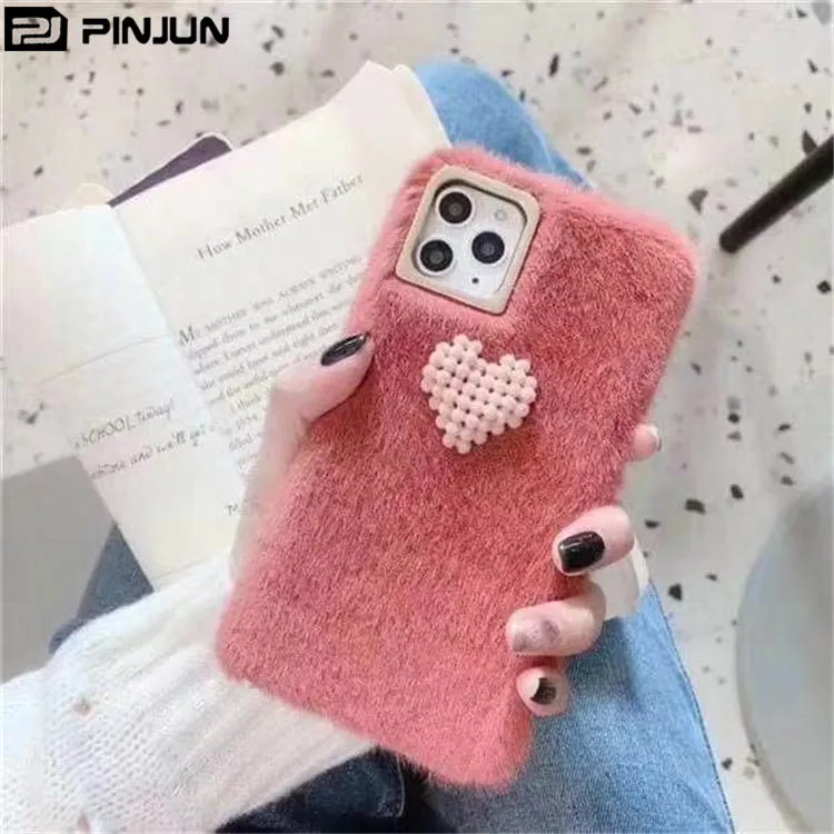 Зимний Теплый Стильный чехол для телефона iPhone XR с рисунком в форме сердца смешные меховые Плюшевые Пушистые мягкие пушистые Чехлы