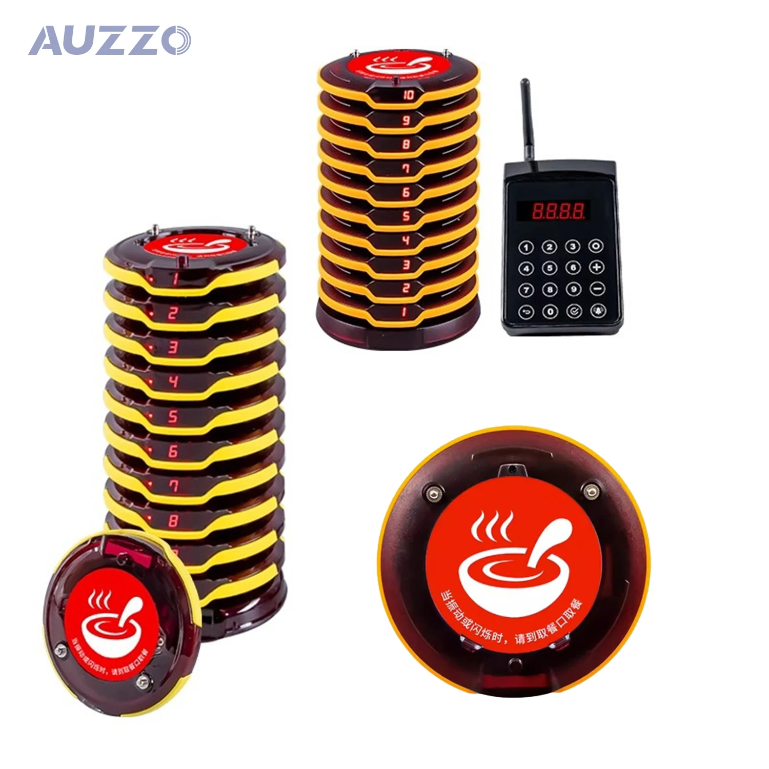 Restaurant Wireless Queue Calling Equipment Distance 3km Vibrating Pager System Coaster Guest Pager
