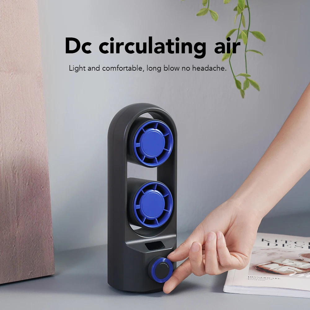 IMYCOO Rechargeable USB Oscillating Desk Tower Fan Dual Air Circulation Personal Quiet Table Fan for Home Office