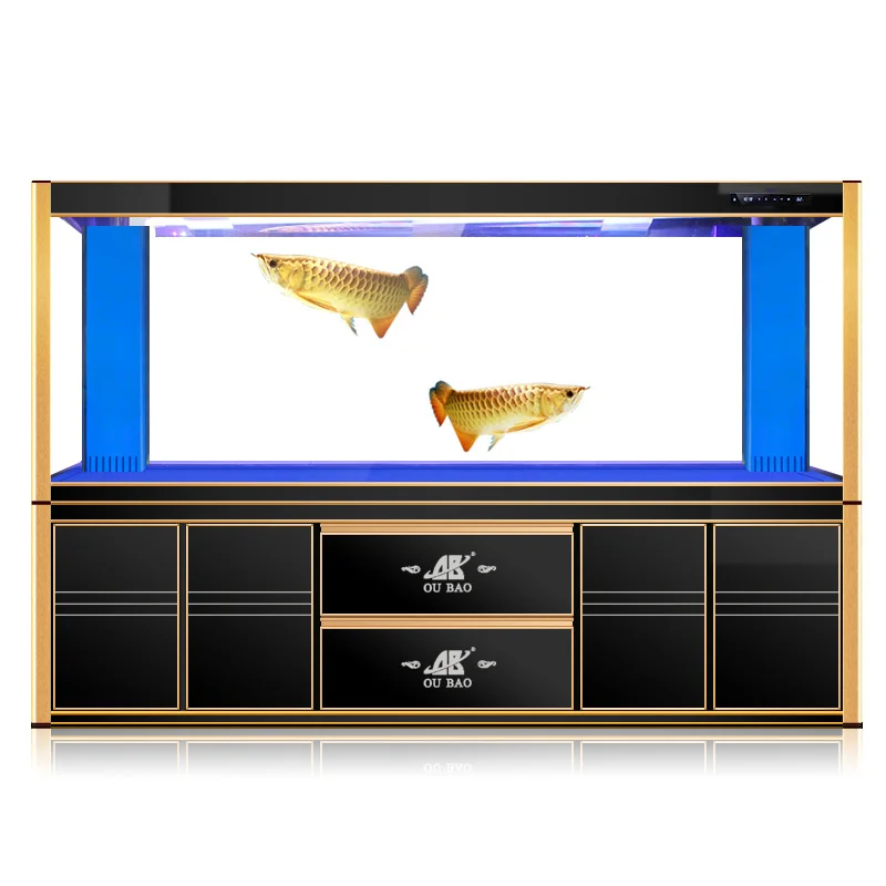 2m large fish tank glass aquarium living room dragon fish tank 1.5m aluminum alloy bottom cabinet bottom filter free water chang
