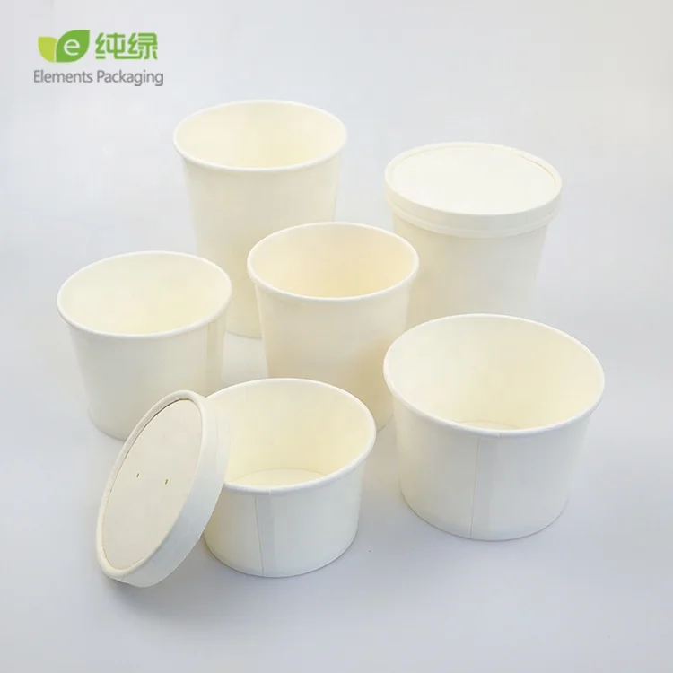 Disposable Kraft/Plain White To Go Soup Bowl Paper Soup Cups Packaging Kraft Paper Cup