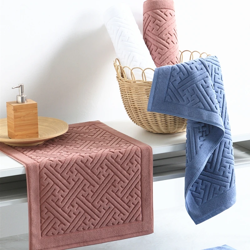 SANHOO Hotel Supplies Floor Mats Non Slip 100% Cotton Home Spa Foot Towel Bathroom Rugs Bath Mats