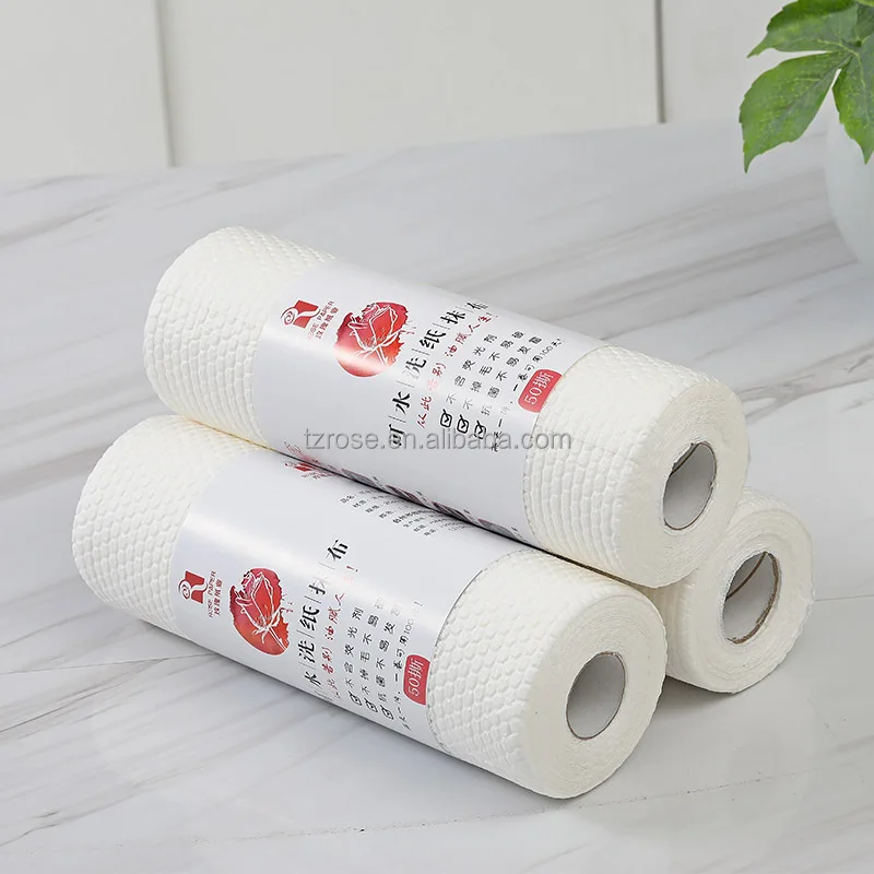 Disposable Perforated 100% Viscose Nonwoven Fabrics Oil Absorbent Kitchen Cleaning Dishcloth Cleaning Cloth Wipe Roll