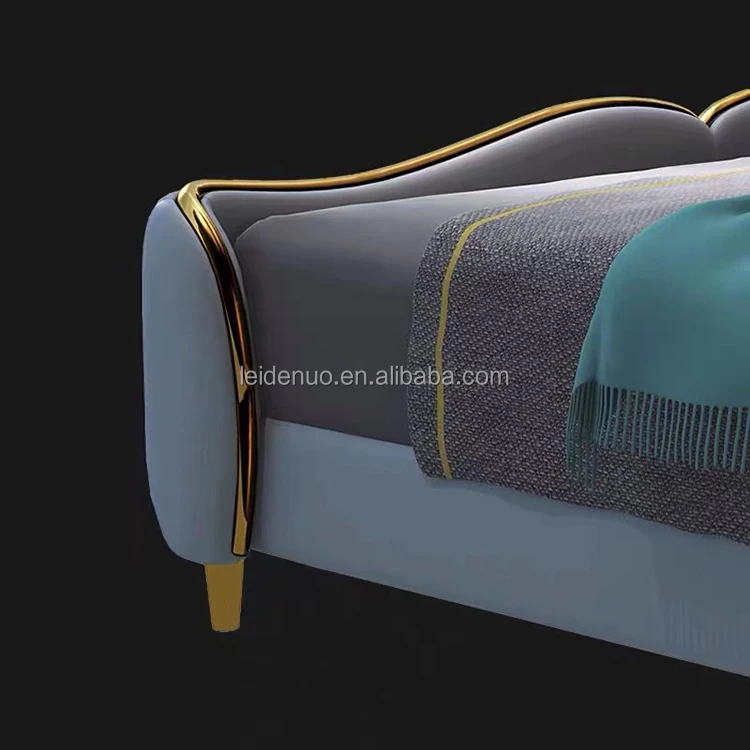 New Model Modern European Bedroom Furniture Double Beds Luxury Standing Soft Bed
