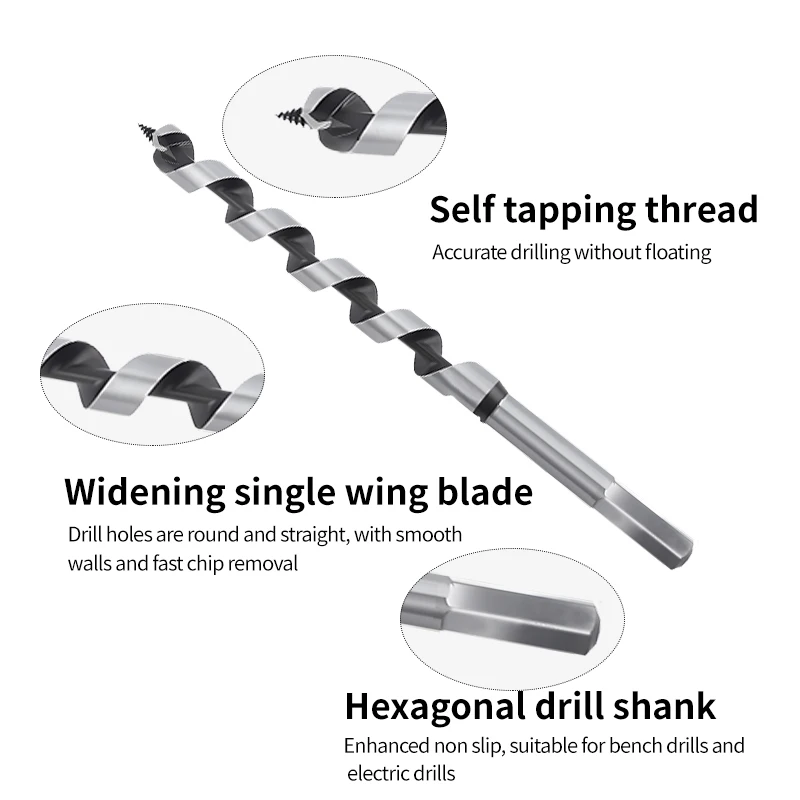High Precision 6-20mm Twist Auger Drill Bit Hex Shank Spiral drill bits Woodworking Drilling Bit Set