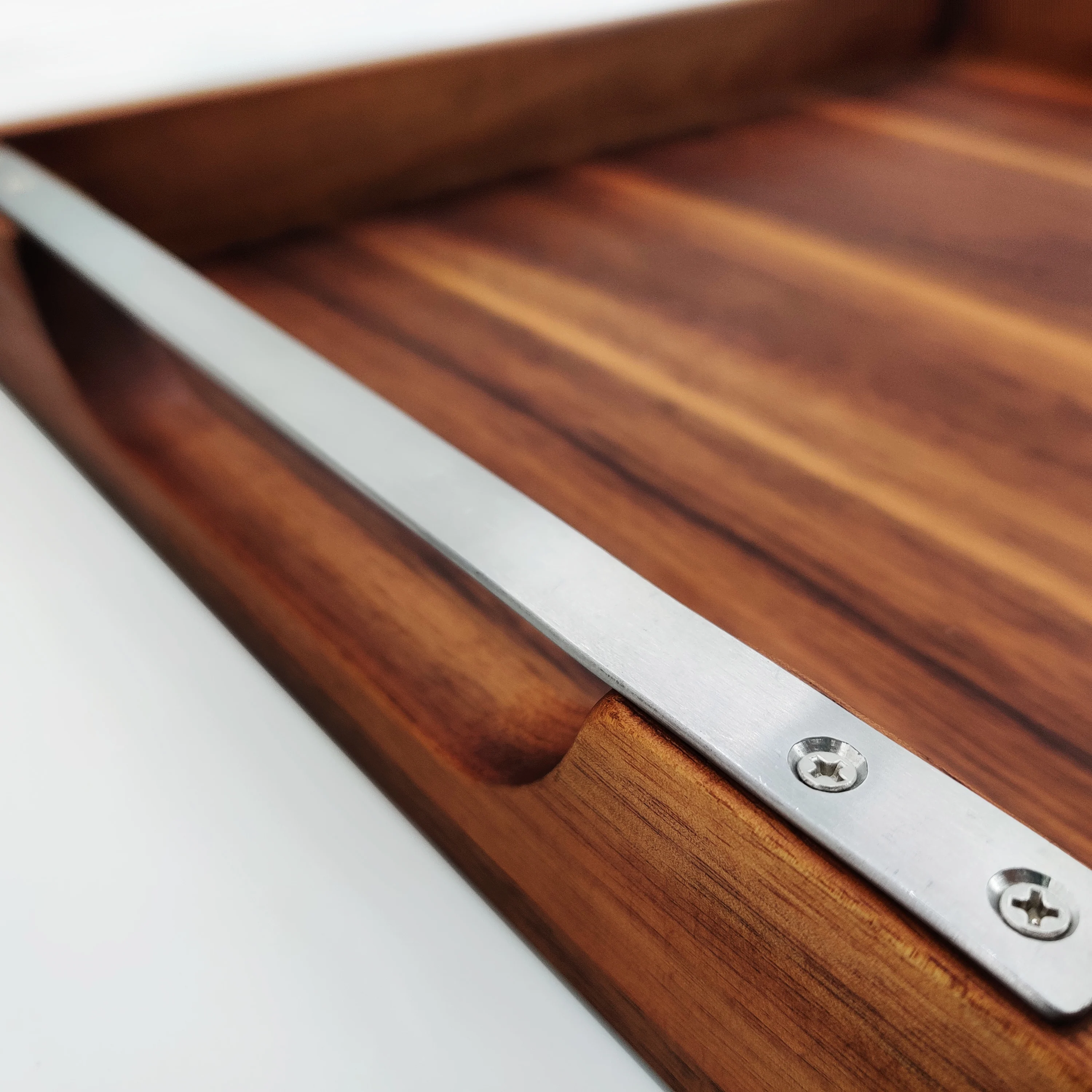 Luxury Large Restaurant Coffee Food Rustic Walnut Food Serving Tray with Handle