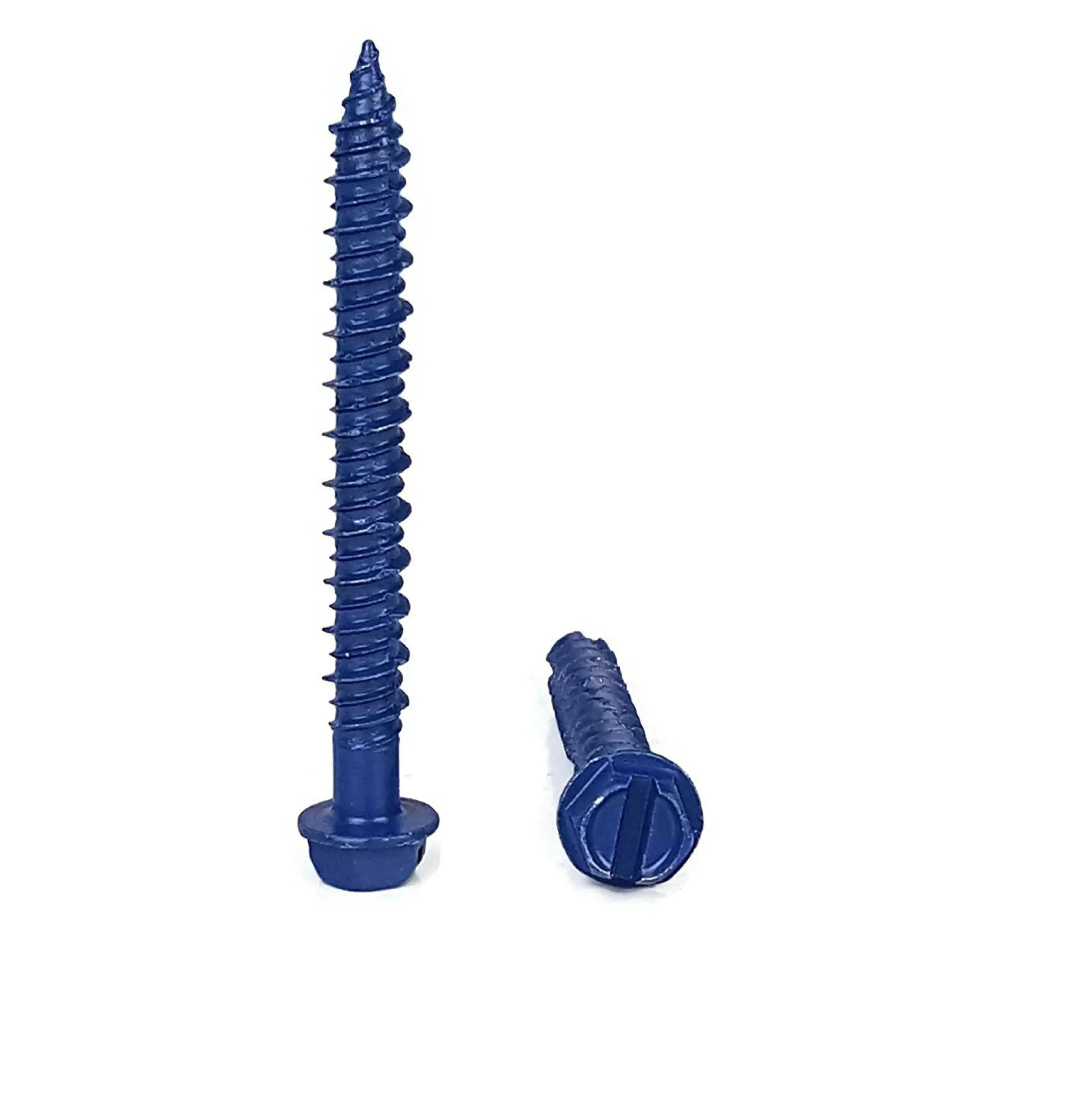 Blue Concrete Anchor Screws Carbon Steel Hardened Hex Head Concrete Screw Masonry Anchors